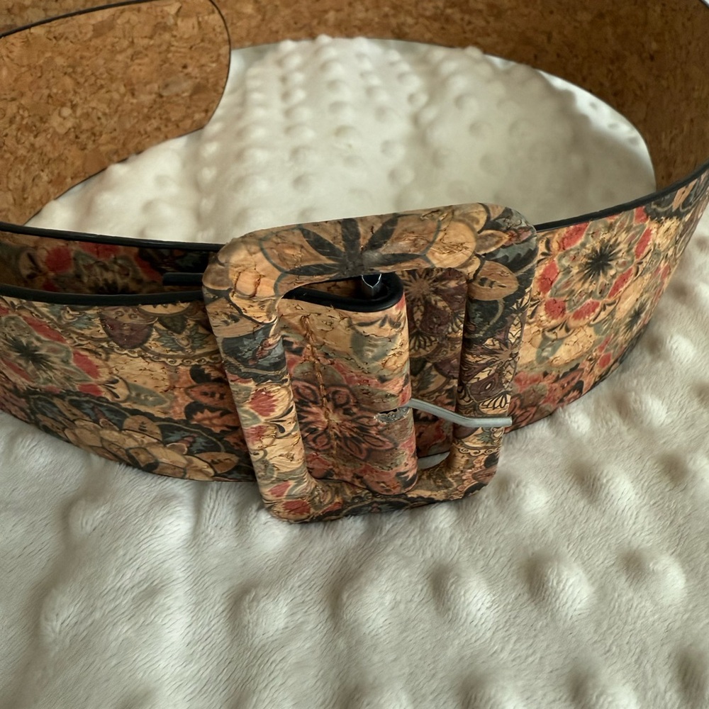 Floral Patterned Belt with Buckle